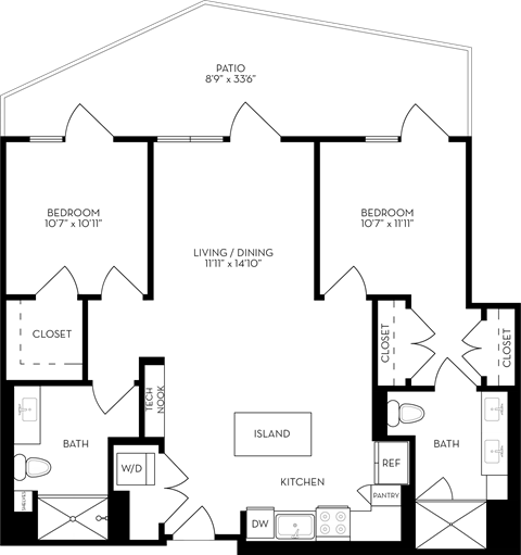 a floor plan of a house with three bedrooms and a baths